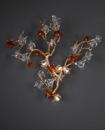 Elegant Brass & Glass Leaf Wall Lamp – Artistic Ambient Lighting